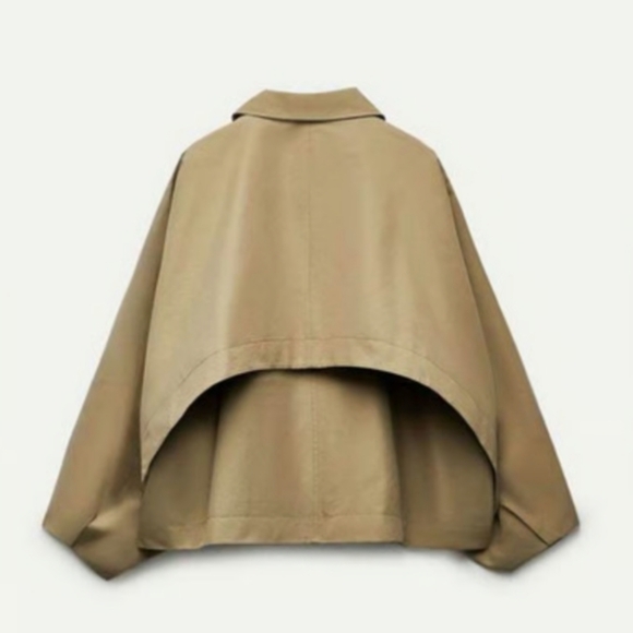 Zara Khaki Trench Cape Coat - Picture 4 of 9